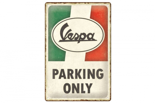 Blechschild Vespa Parking Flagge 1